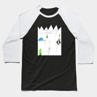 Winter Wonderland Kid Drawing Baseball T-Shirt